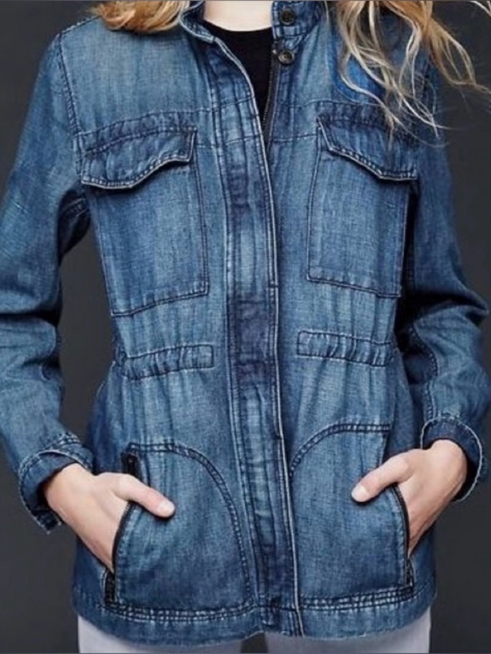 Gap Denim Utility Jacket Women’s XS Cotton Linen